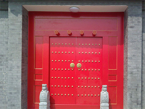 吉安中国传统四合院系列朱红色中式木制大门木作